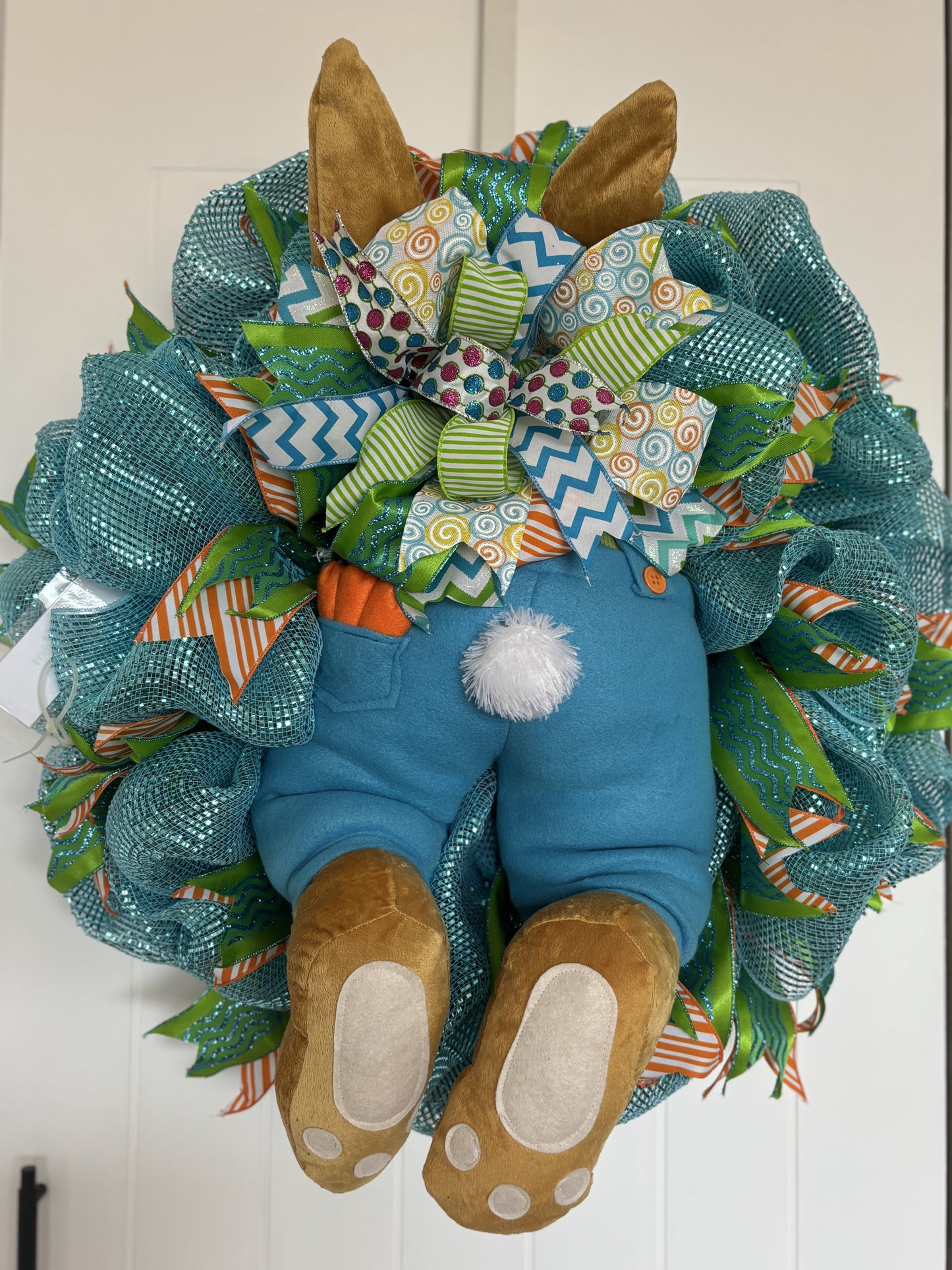 Blue Mesh Boy Bunny Butt Wreath