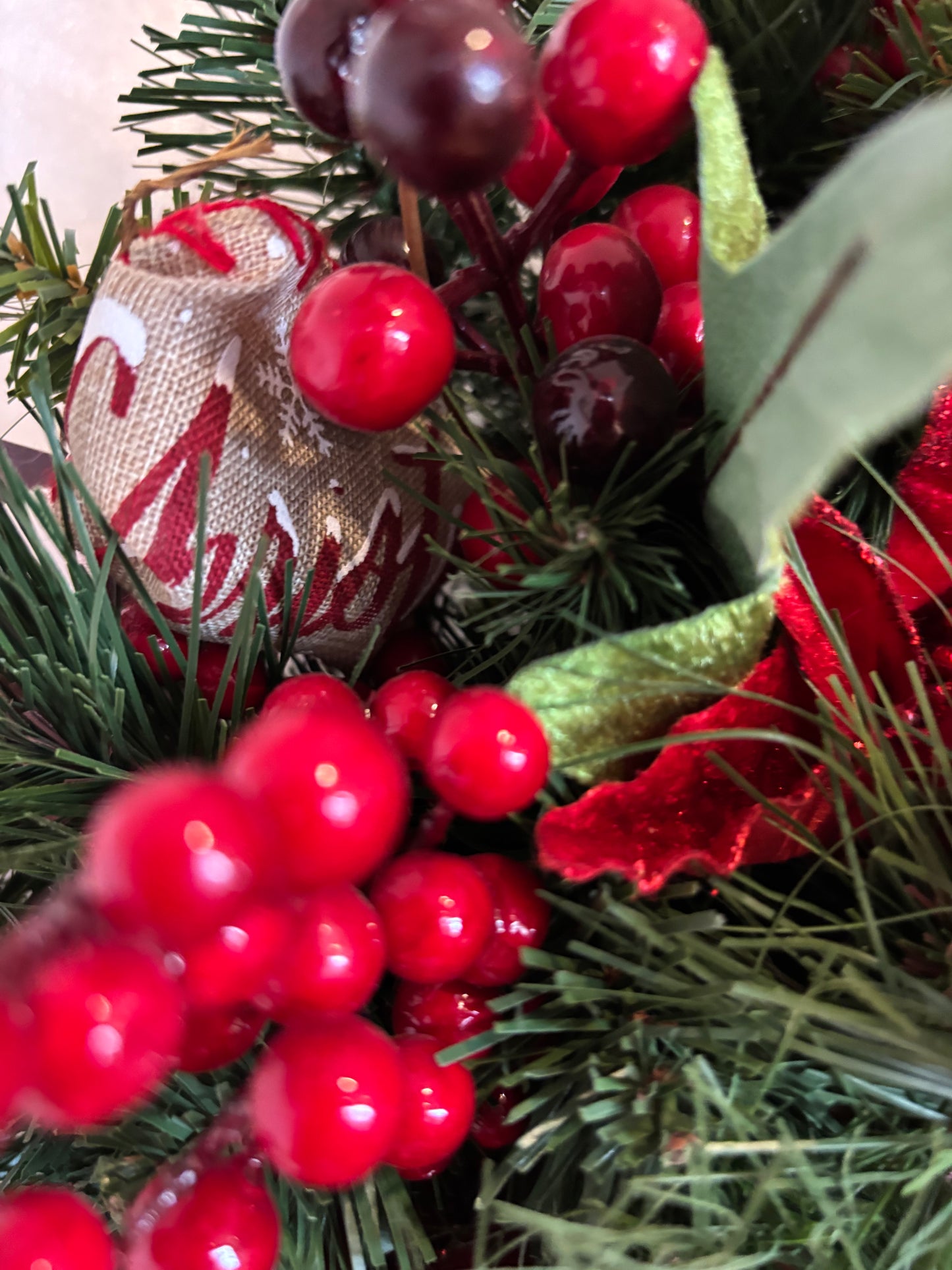 Red Poinsettias Pine Wreath