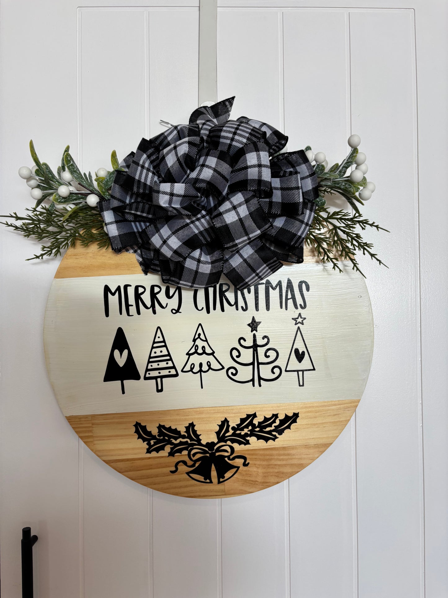 Merry Christmas Whimsical Trees Wood Sign