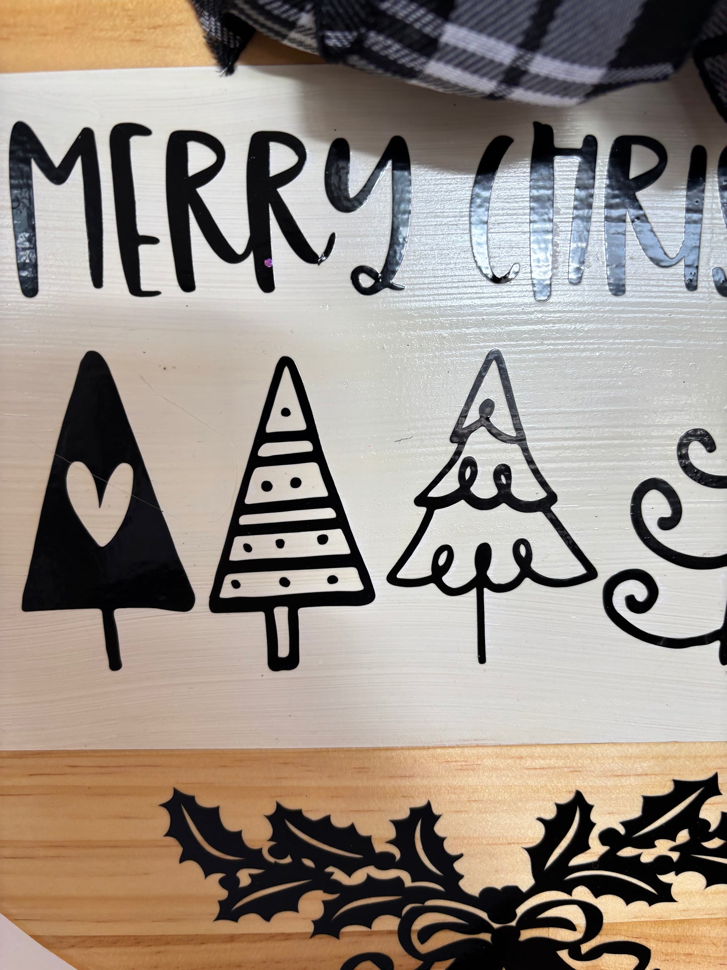 Merry Christmas Whimsical Trees Wood Sign