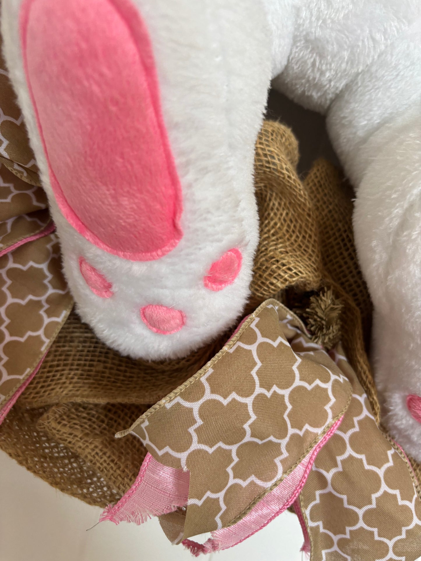 White Bunny Butt-burlap