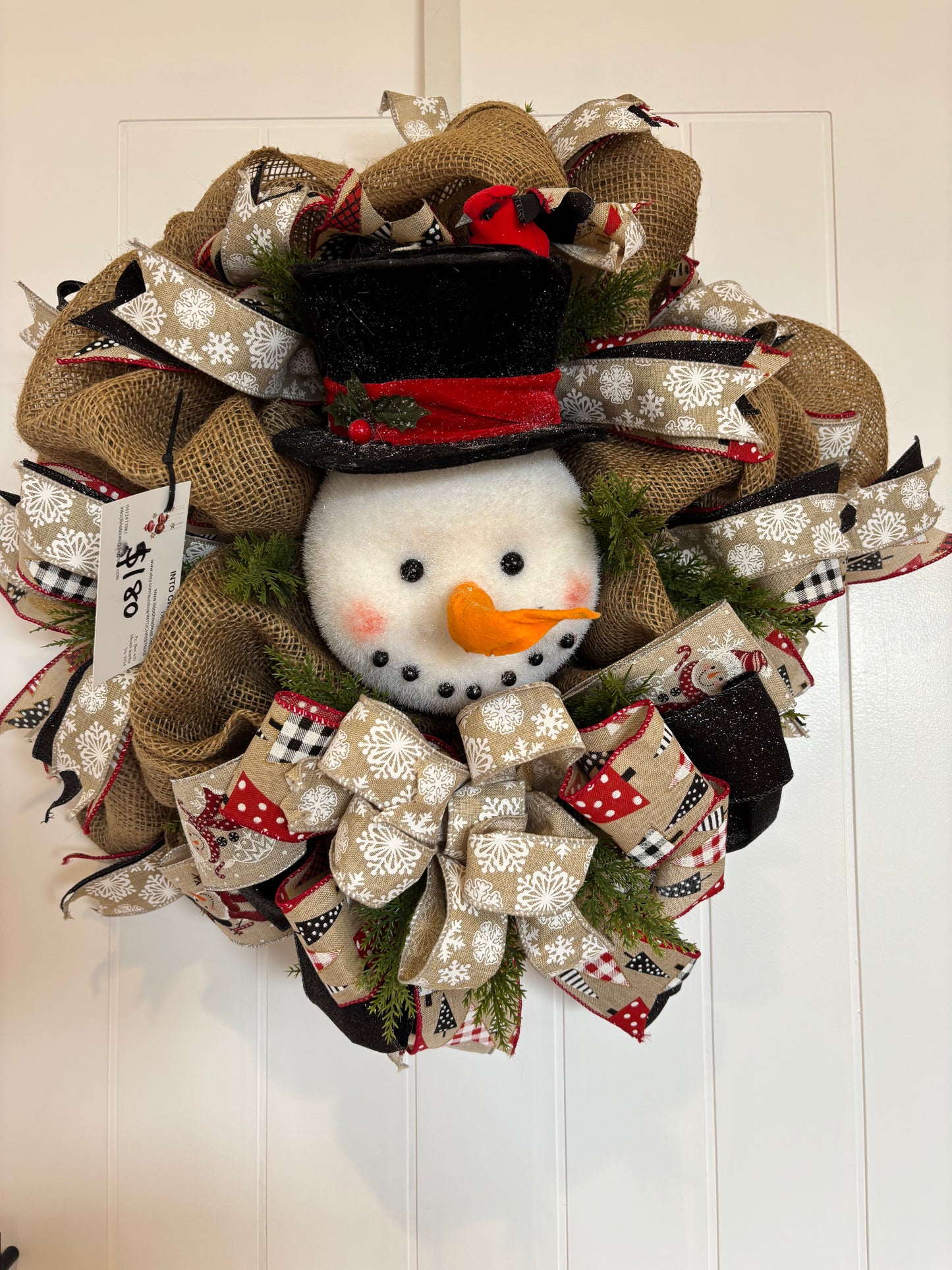 Burlap Snowman wreath